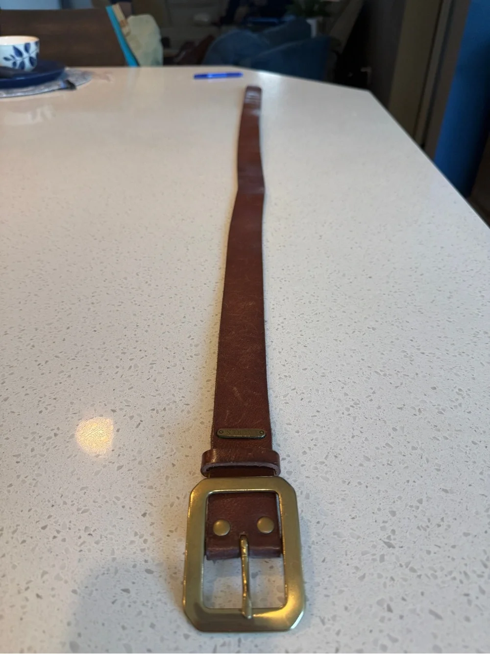 Lauren Ralph Lauren Genuine Italian Leather Brown Belt Brass Buckle Large